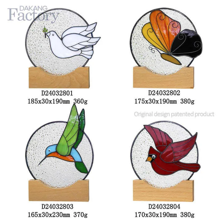 زجاج ملون خشبي على شكل طيور - Wooden Stained Glass Birds