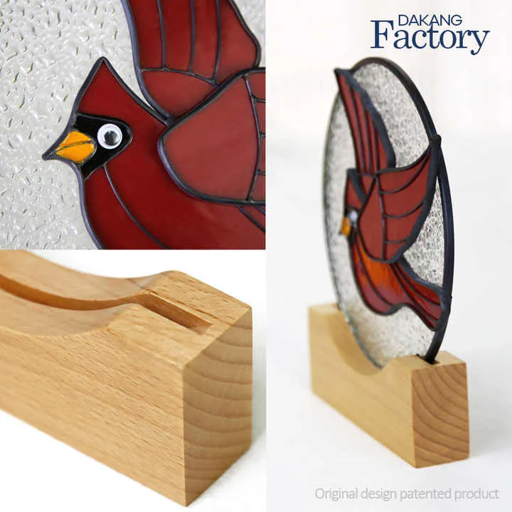 زجاج ملون خشبي على شكل طيور - Wooden Stained Glass Birds