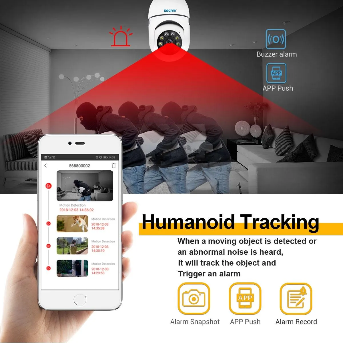 1080P Wifi Light Bulb Camera With Motion Detection Night Vision And Two-Way Audio