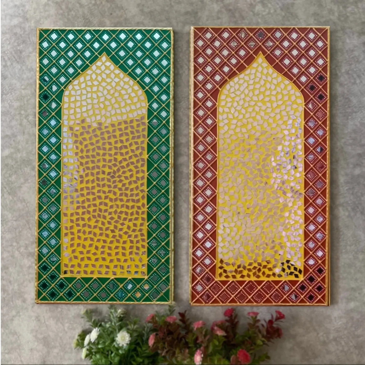 24 Inch Jharoka Lippan Wall Hanging - Clay Mirror Wall Decor