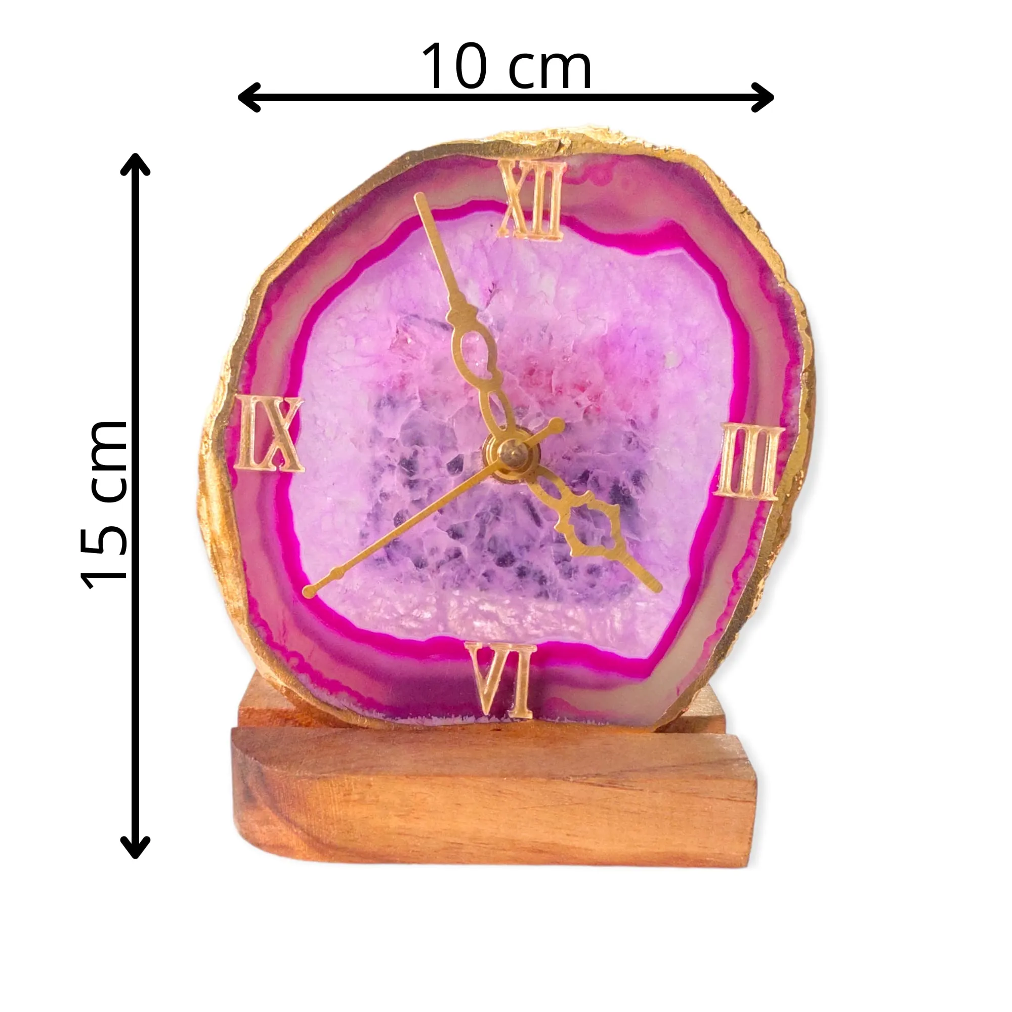 Agate Table Clock with Wooden Stand #06