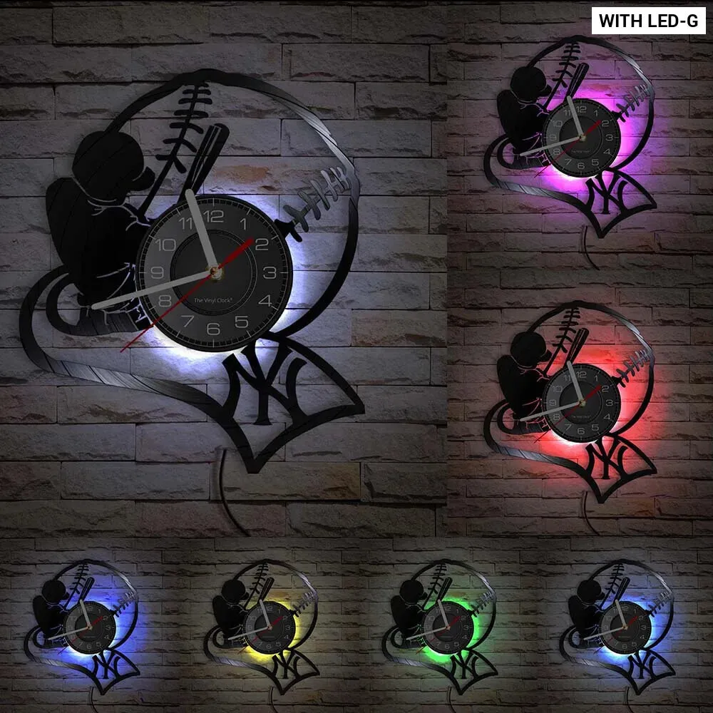 Baseball Hitter and Catcher Vinyl Record Wall Clock