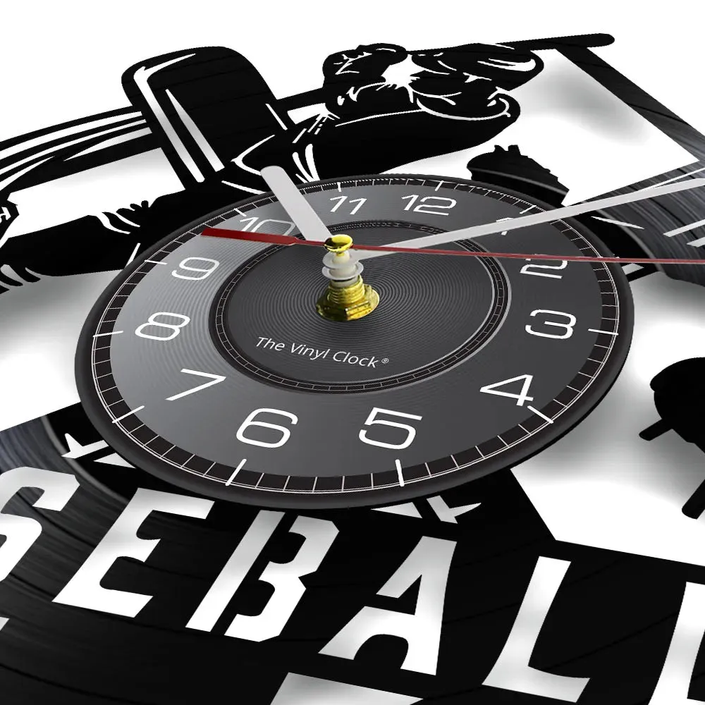 Baseball Hitter and Catcher Vinyl Record Wall Clock