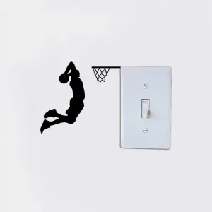 Basketball Player Dunk Silhouette Light Switch Sticker - Vinyl Wall Decor