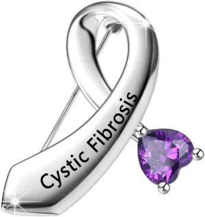 CENWA Cystic Fibrosis Awareness Gift Cystic Fibrosis Awareness Purple Ribbon Brooch Pin Cystic Fibrosis Warrior Gift