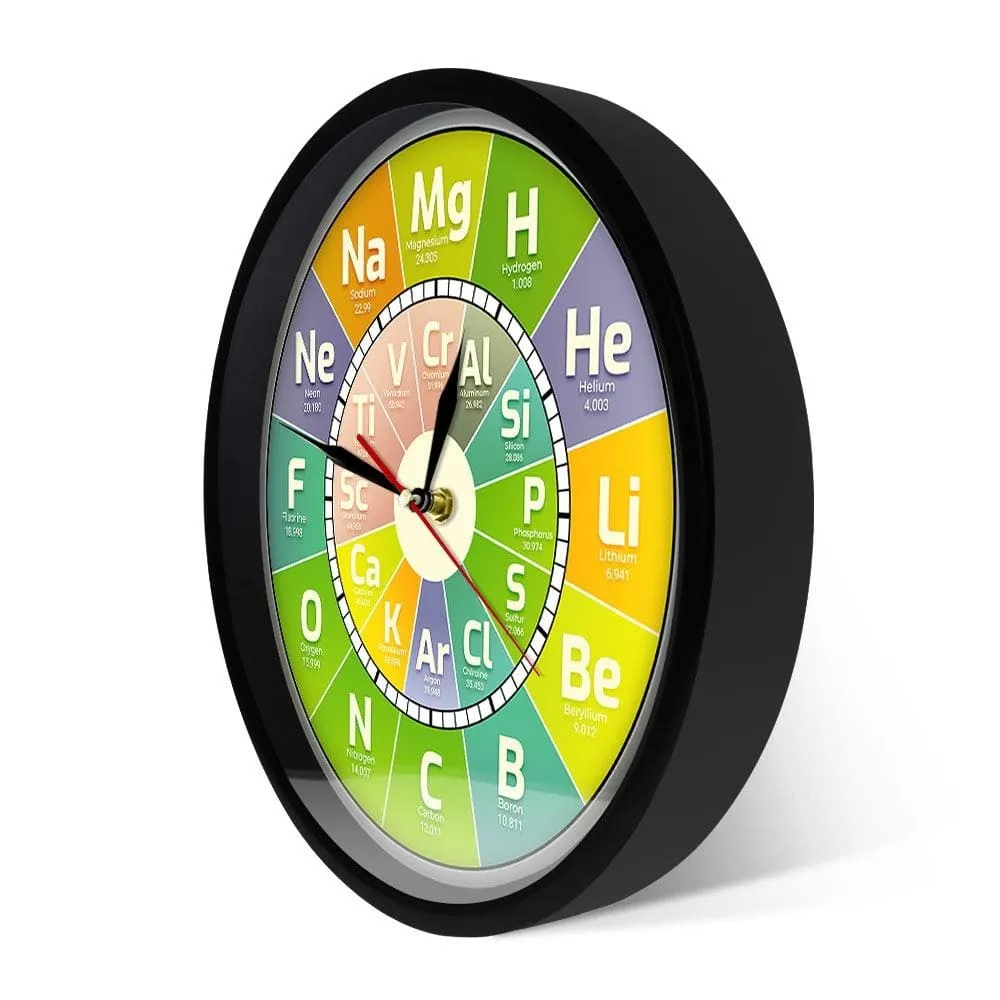 Chem Time Clock Periodic Table Science Elements Wall Clock Chemical Symbols Wall