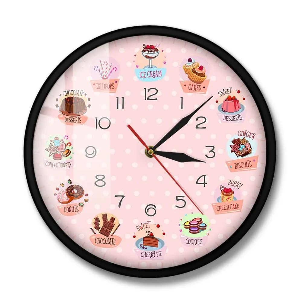 Delicious Sweets and Desserts Bakery Shop Sign Decorative Wall Clock Non Ticking