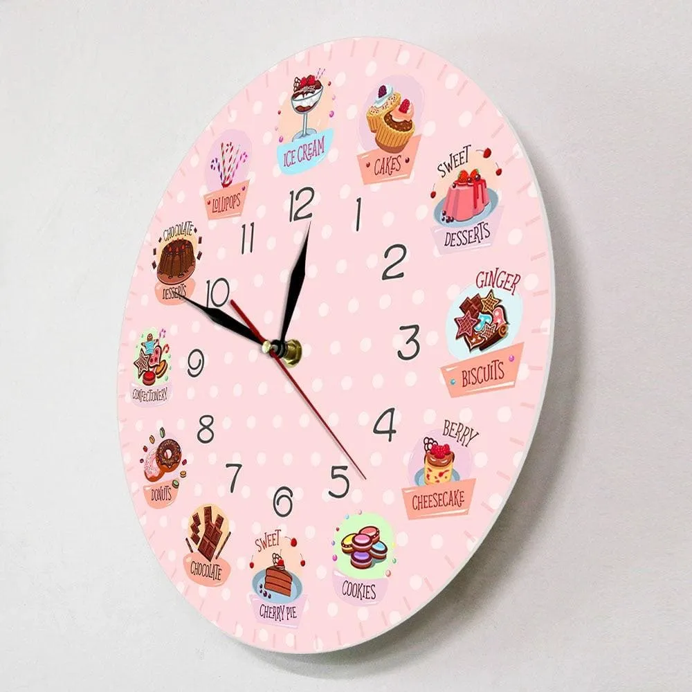 Delicious Sweets and Desserts Bakery Shop Sign Decorative Wall Clock Non Ticking