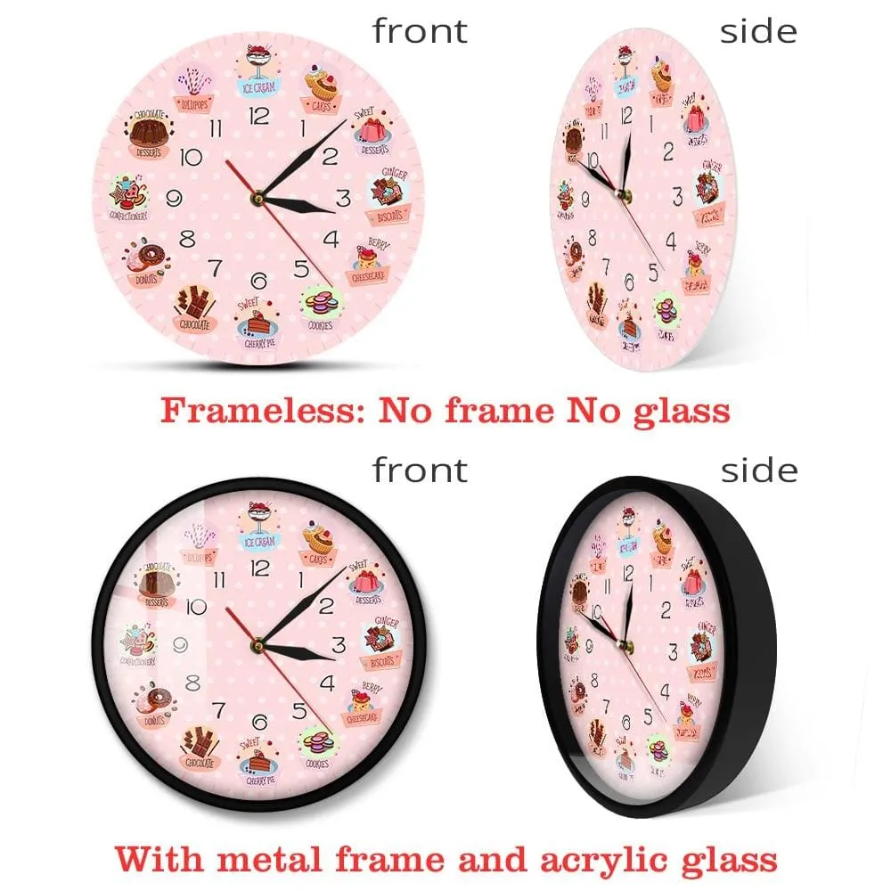 Delicious Sweets and Desserts Bakery Shop Sign Decorative Wall Clock Non Ticking