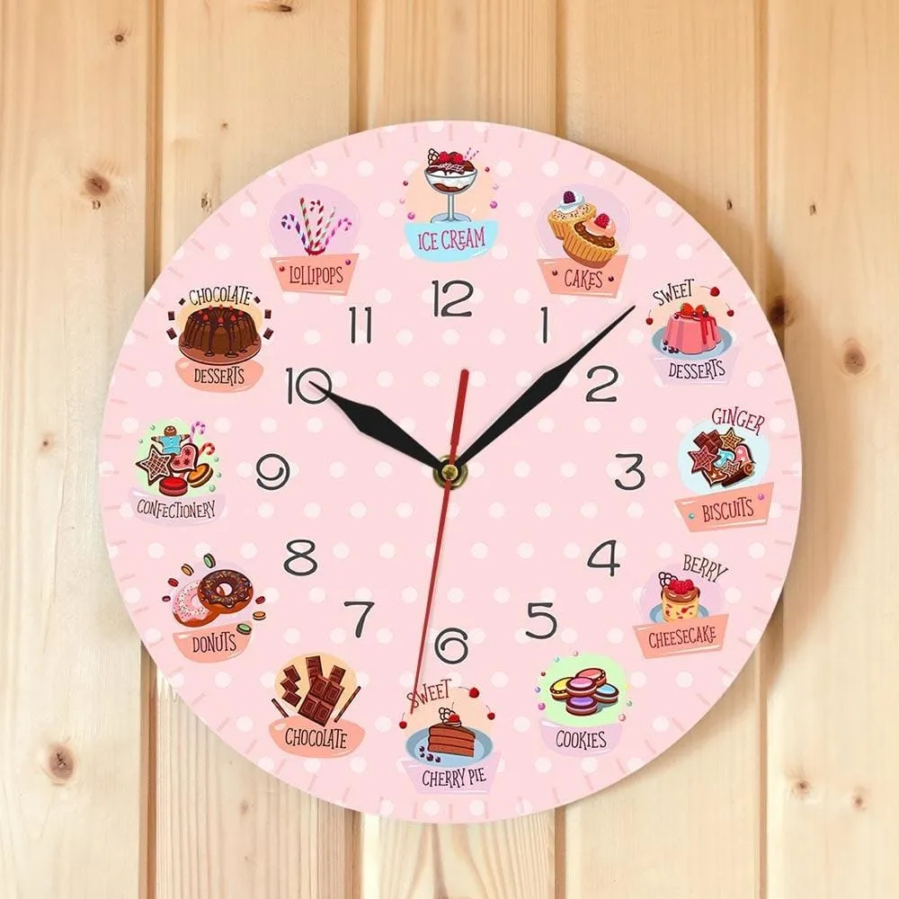 Delicious Sweets and Desserts Bakery Shop Sign Decorative Wall Clock Non Ticking