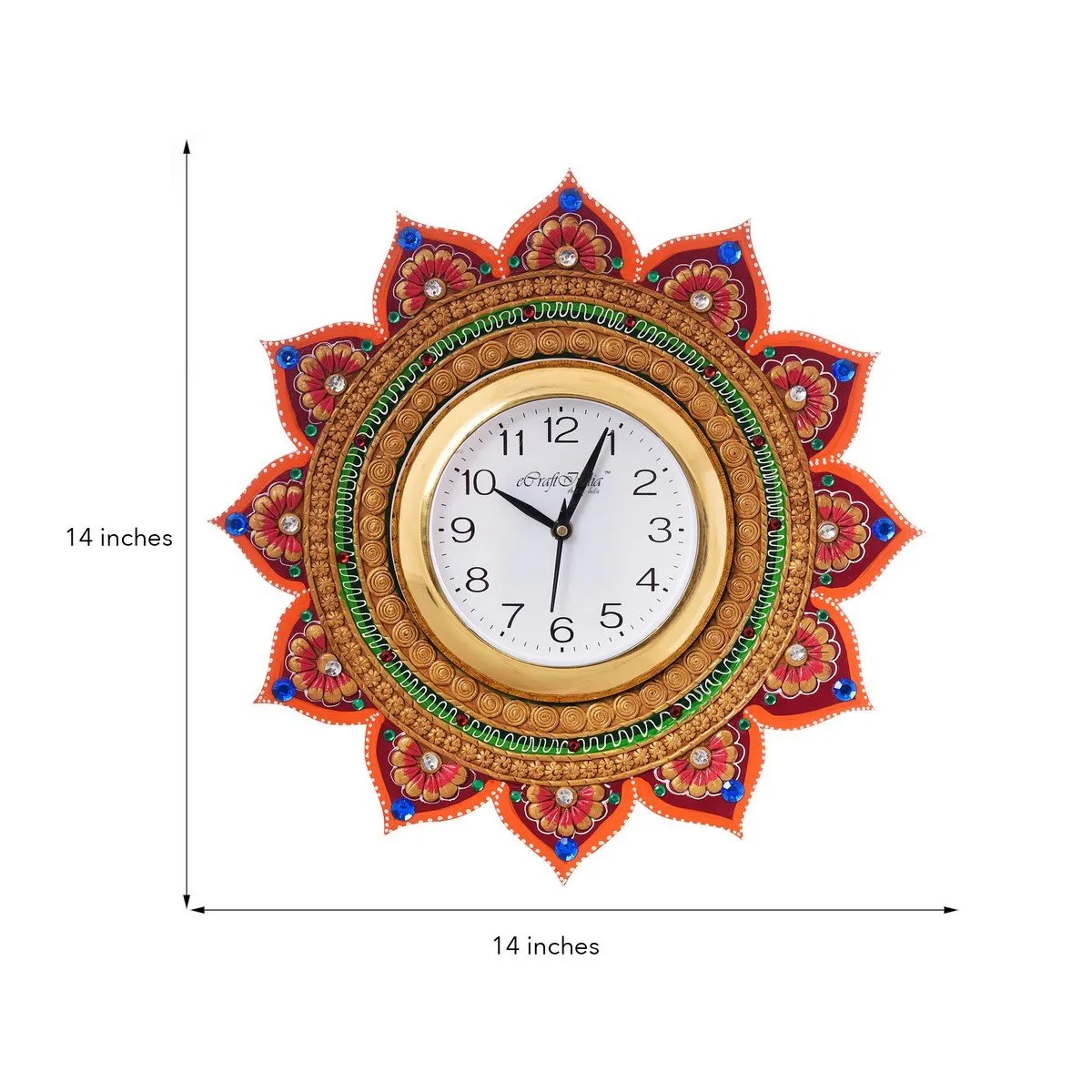 eCraftIndia Royal and Elegant Handcrafted Wall Clock (36 cm x 2.5 cm x 36 cm)