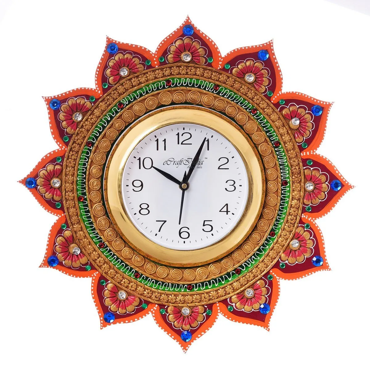 eCraftIndia Royal and Elegant Handcrafted Wall Clock (36 cm x 2.5 cm x 36 cm)