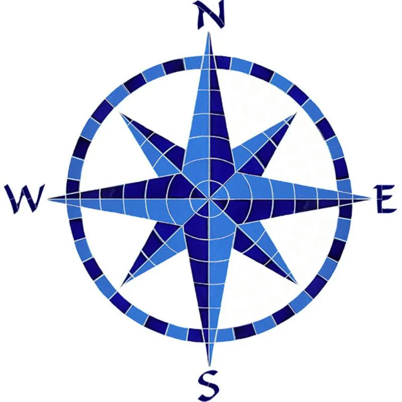 Eight Point Compass - Blue - Pool Mosaic