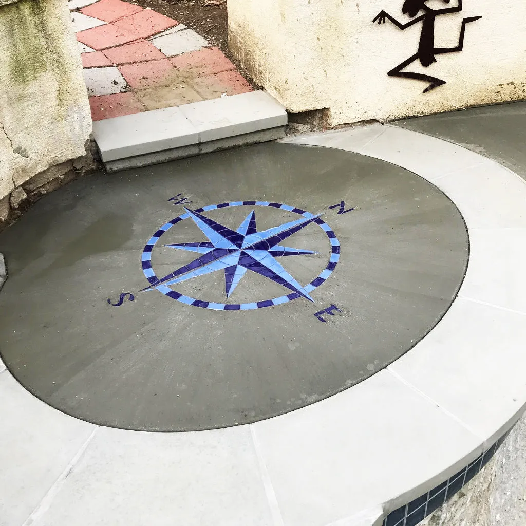 Eight Point Compass - Blue - Pool Mosaic