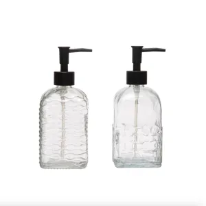 Embossed Glass Soap Dispenser with Pump