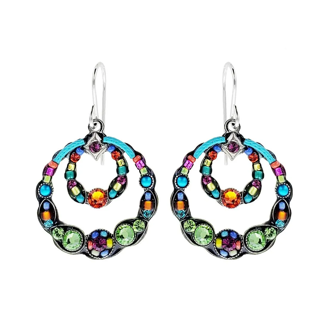 Firefly Mosaics Colorful Scalloped Double Hoop Earrings