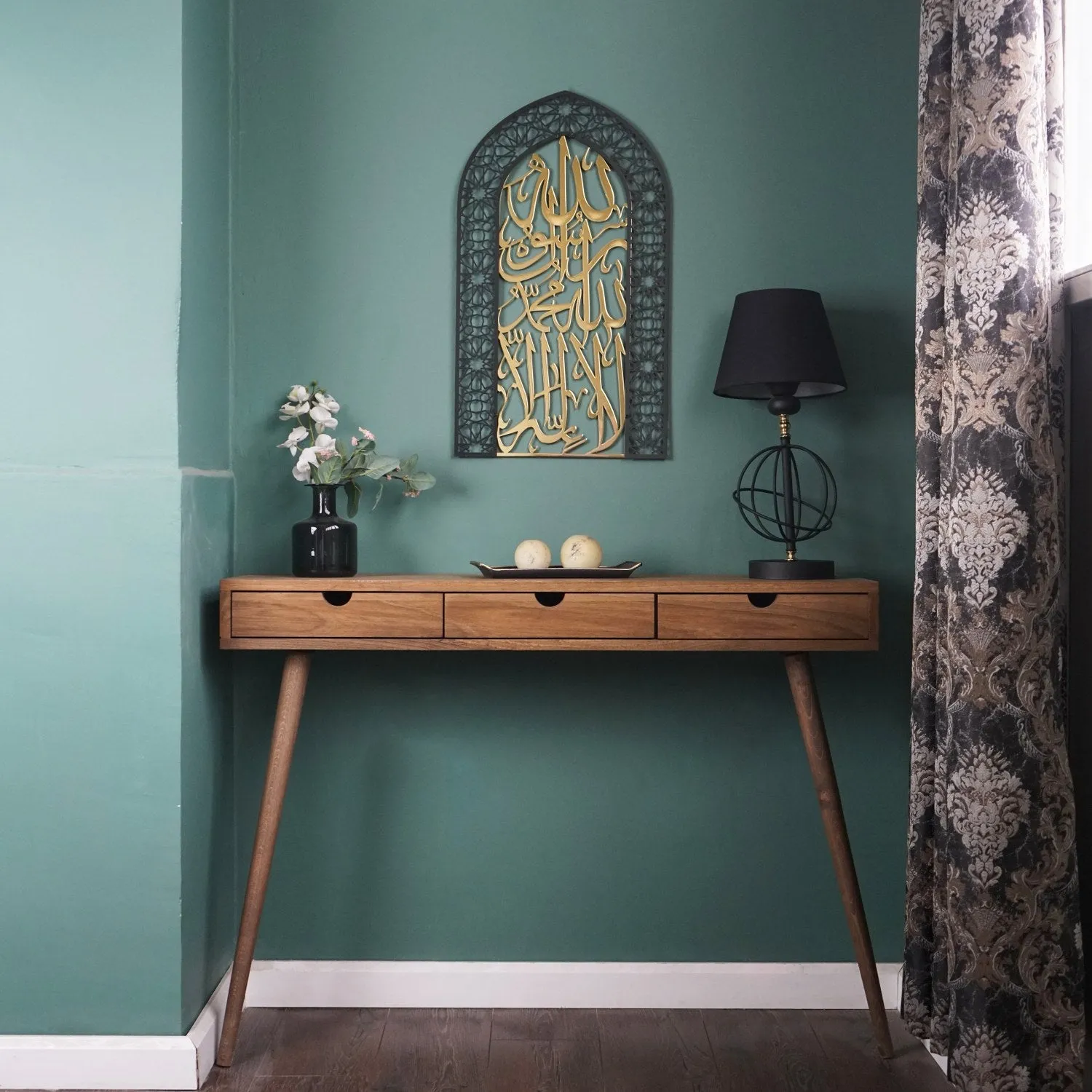 First Kalima - Tawheed Mihrab Dome Design Shiny Metal Islamic Wall Art