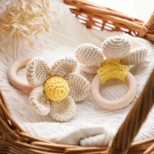Flower Newborn Teether Handmade Crochet