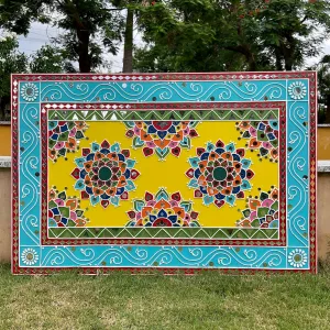 Flower Rangoli Lippan Art Wall Hanging - Clay Mirror Wall Decor