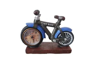 GeekGoodies Resin Cycle Clock Vintage Decorative Desk Metal Table Clock - Blue