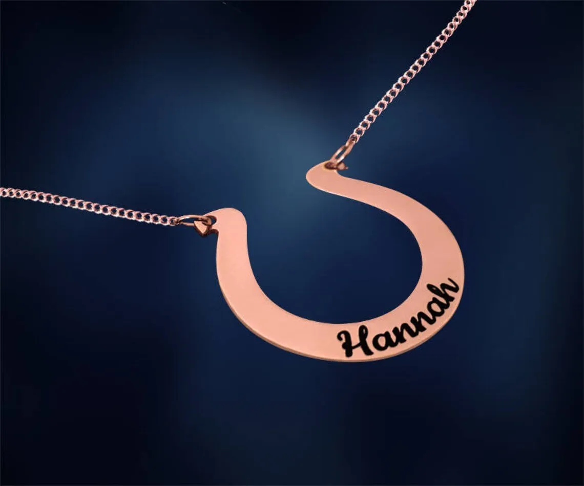 Genuine Silver Custom Name Horseshoe Necklace