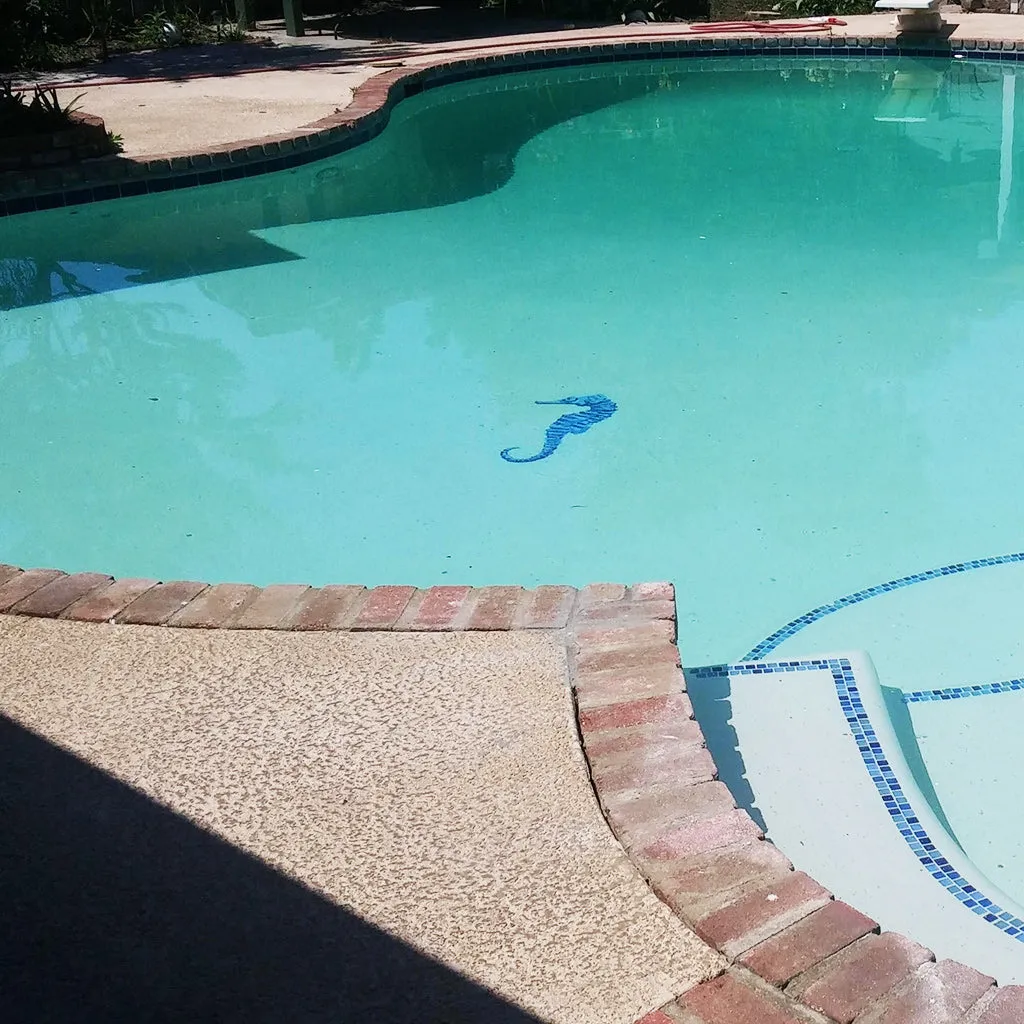Glass Seahorse - Blue - Pool Mosaic