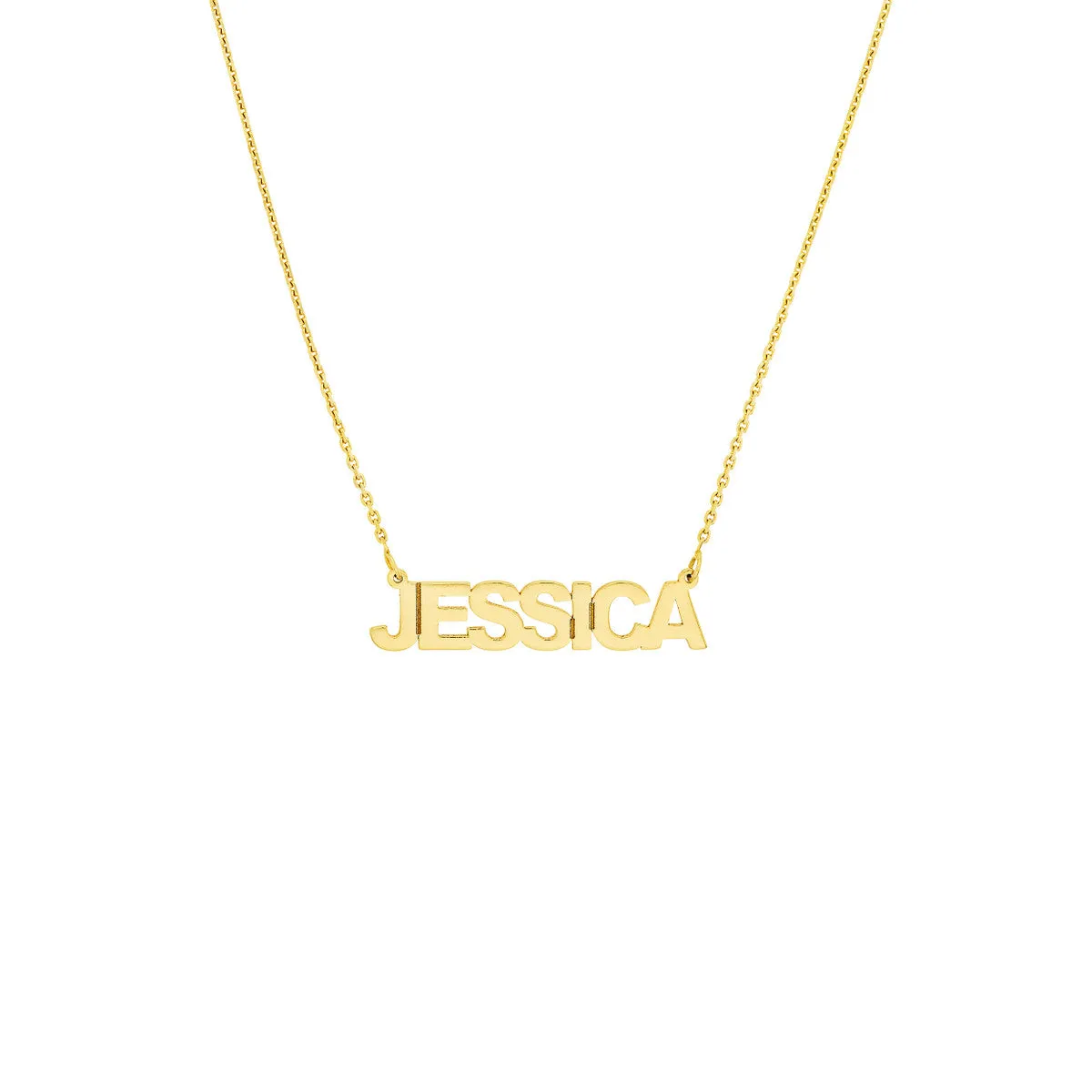 Gold Block Name Necklace