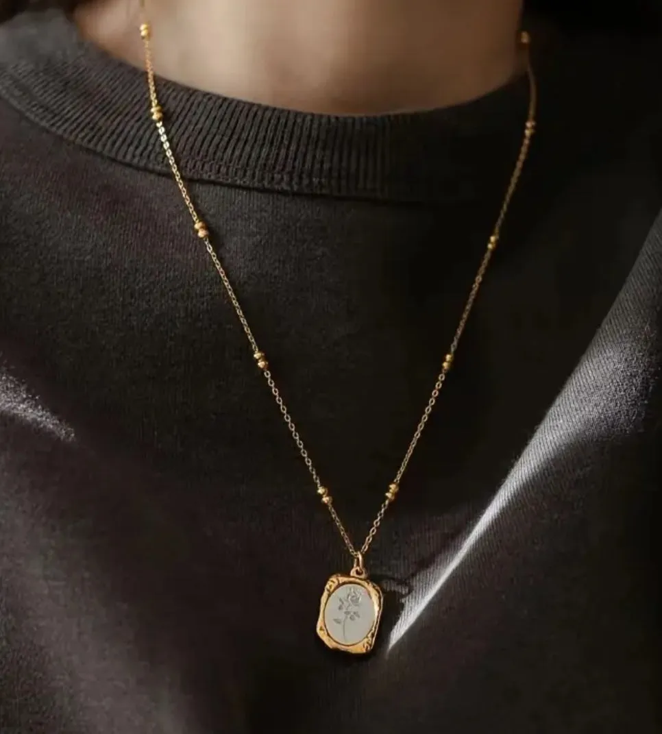Gold   Silver Gold Rose Necklace