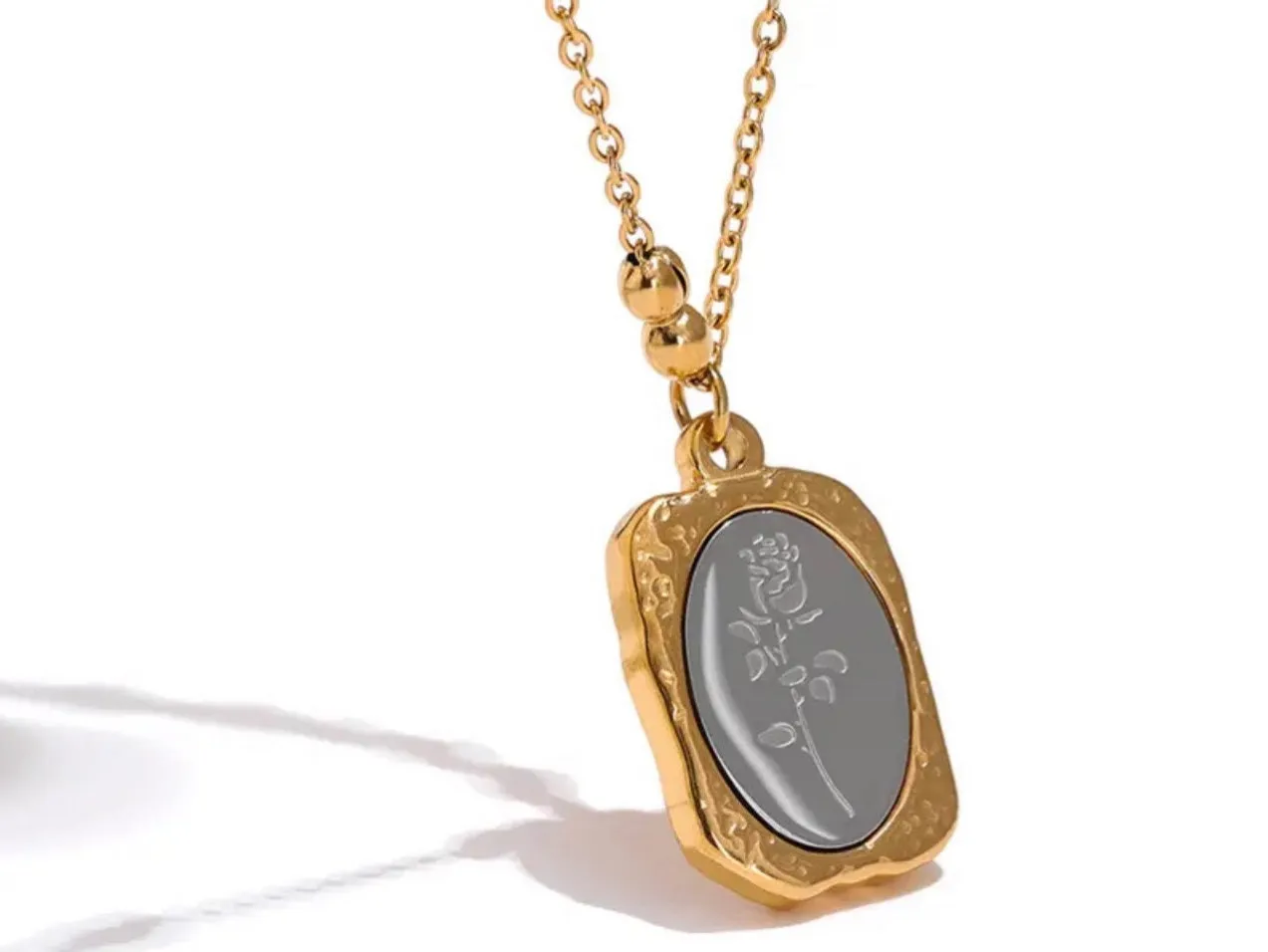 Gold   Silver Gold Rose Necklace