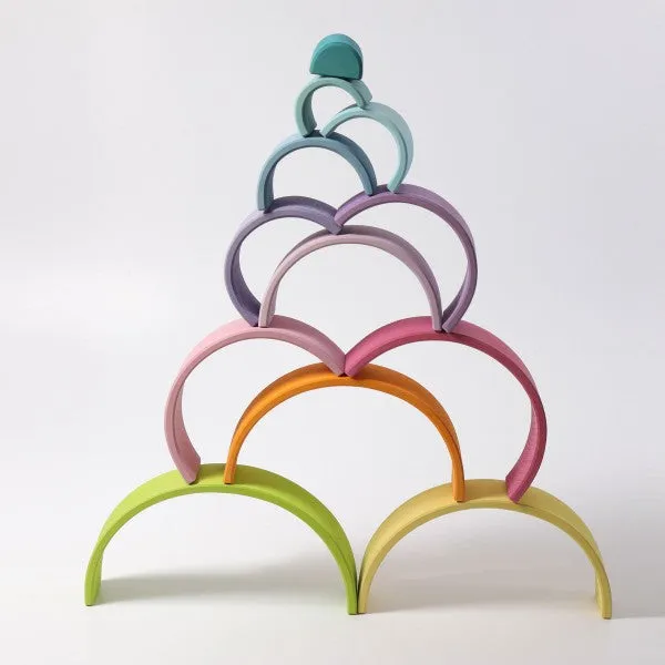 Grimm's Wooden Pastel Rainbow Tunnel, Large