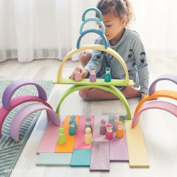 Grimm's Wooden Pastel Rainbow Tunnel, Large