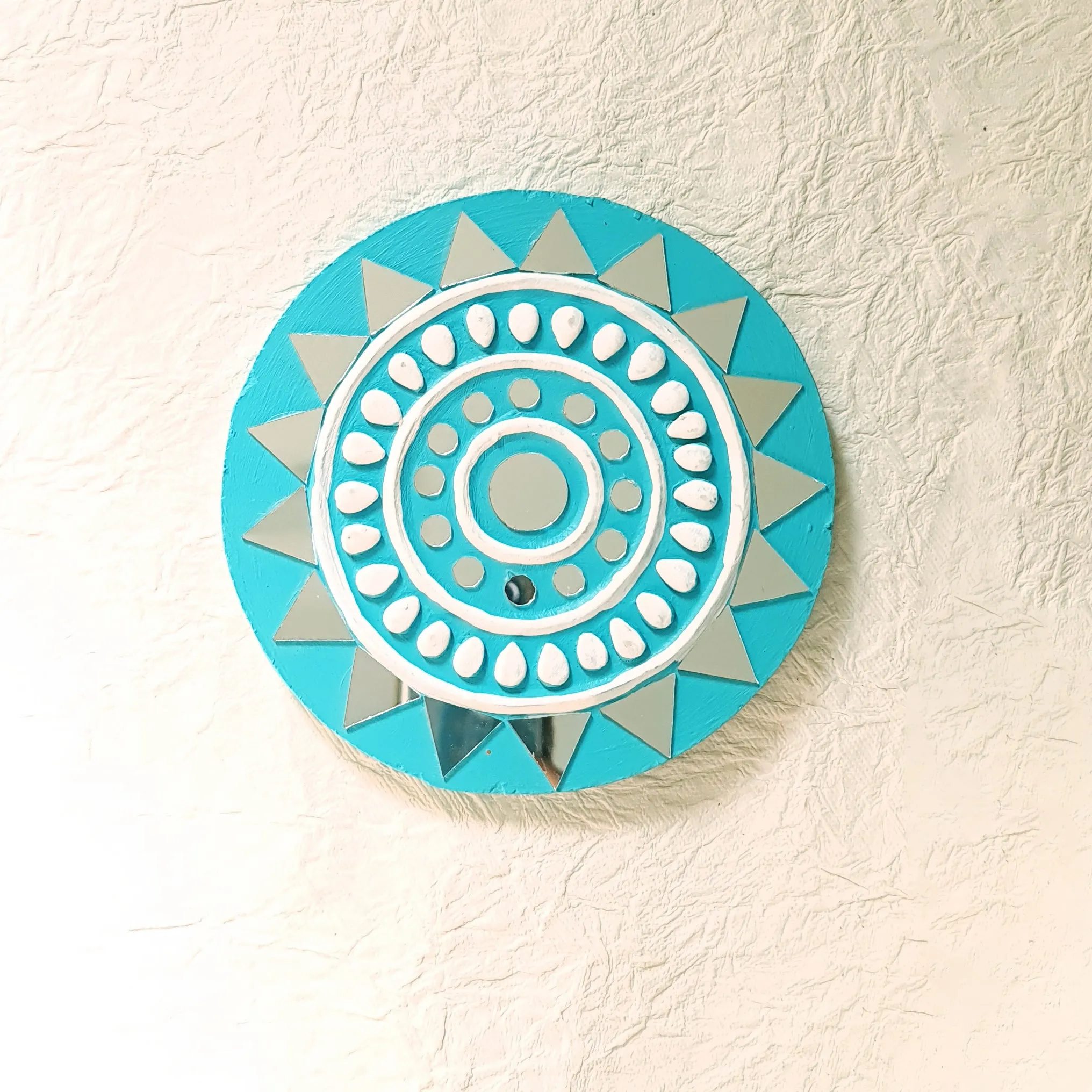 Handcrafted Mud & Mirror Wall Decor in Turquoise - Set of 2