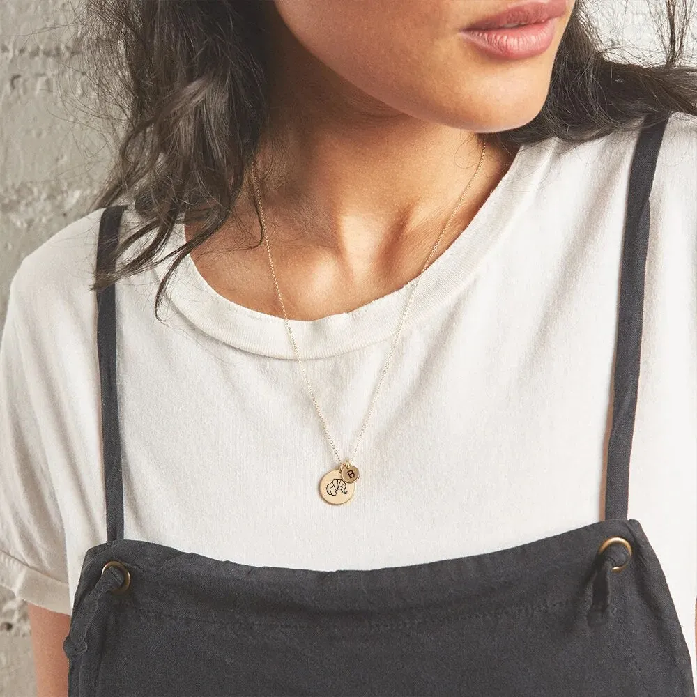 Initials and Animals Disk Coin Pendant