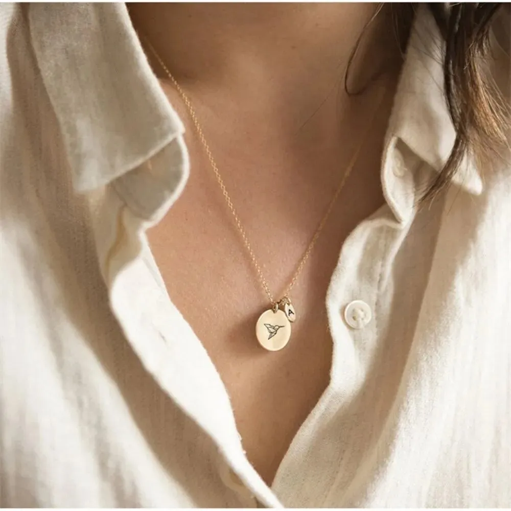 Initials and Animals Disk Coin Pendant