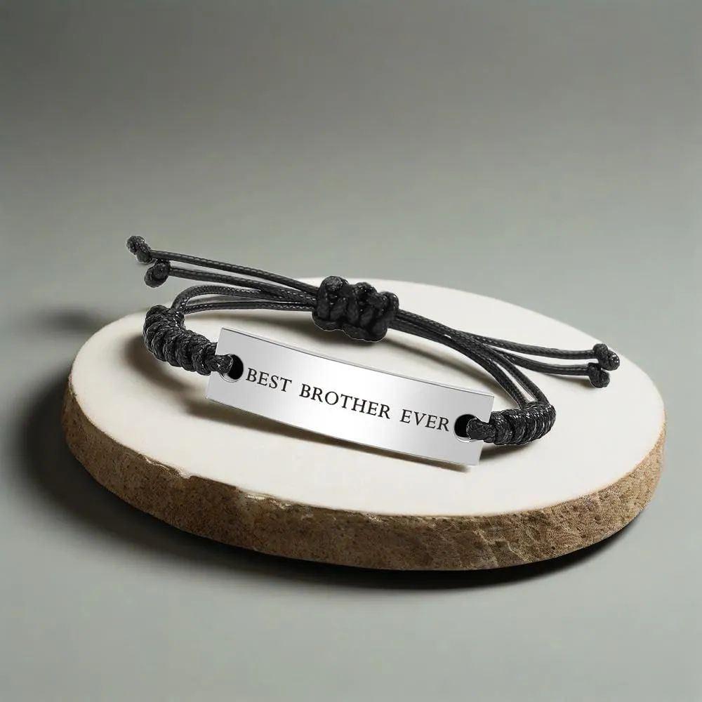 Kisseason Stainless Steel Best Family Ever Bracelet for Men Women Mantra Jewelry