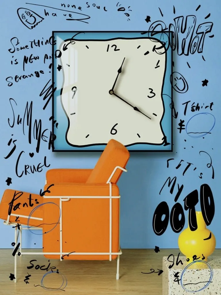 Korean Graffiti Cartoon Art Wall Clock