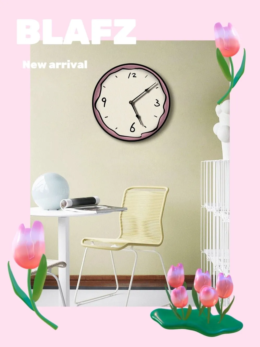 Korean Graffiti Cartoon Art Wall Clock