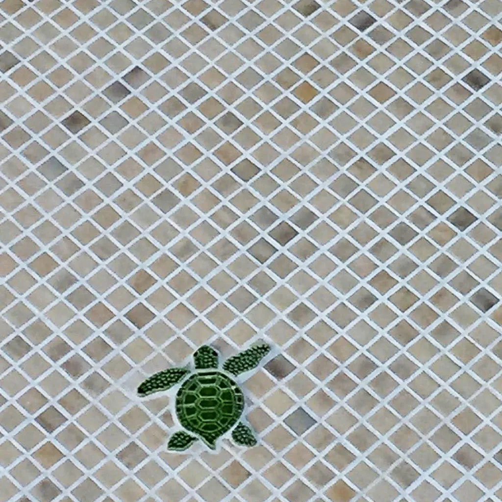Loggerhead Turtle A Mini - 4" Green - Pool Mosaic