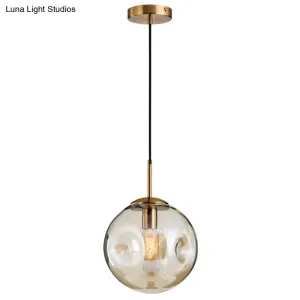 Modern Hand-blown Spherical Glass Hanging Pendant Light