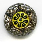 Mosaic look Cabochon, black glass, round disk. 10mm. Pkg 4. b5-551