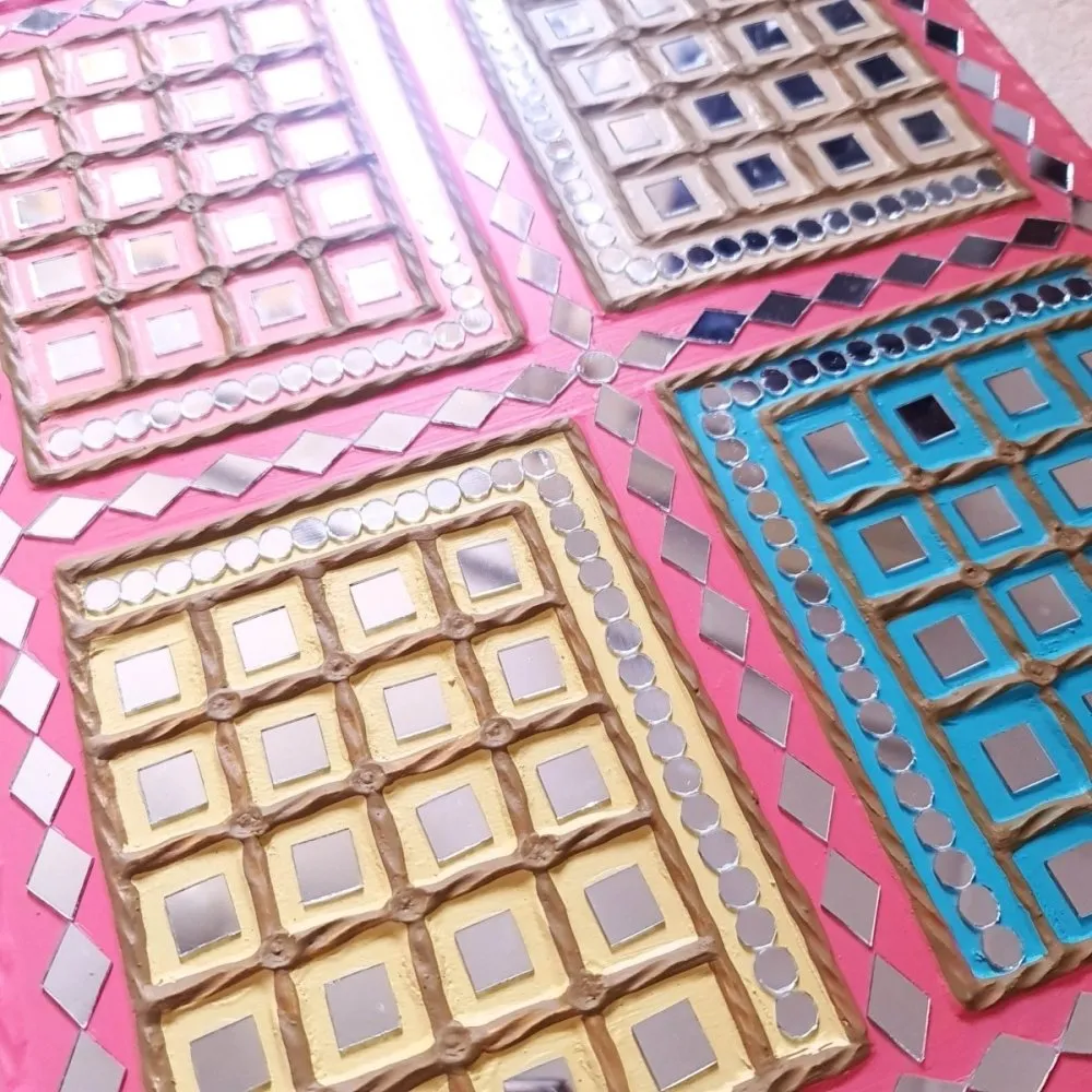 Multicoloured Handcrafted Dazzle Mud Wall Art
