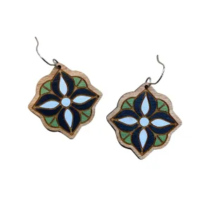 Olive Black and White Hand Painted Earrings