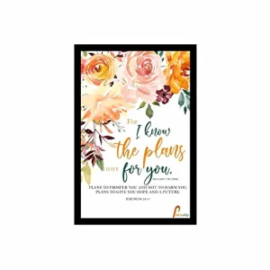 Printality Wall Photo Frame I Know The Plans Jeremiah 29:11 Bible Verse Printed Wall Hanging Big Size 12 x 12 inches Photo Frames for wall dacoration ,Wood ,Multicolor