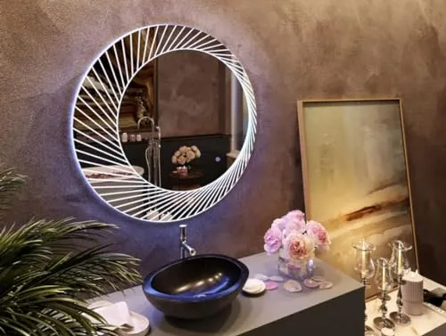 Quality Glass Round LED Mirror for Bathroom - 24 x 24 Inch with Back Light, Touch Sensor, and 3 Light Effects LED 69