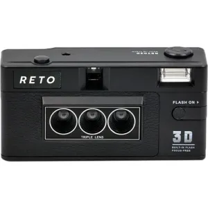 RETRO Film camera with three lenses and built-in flash