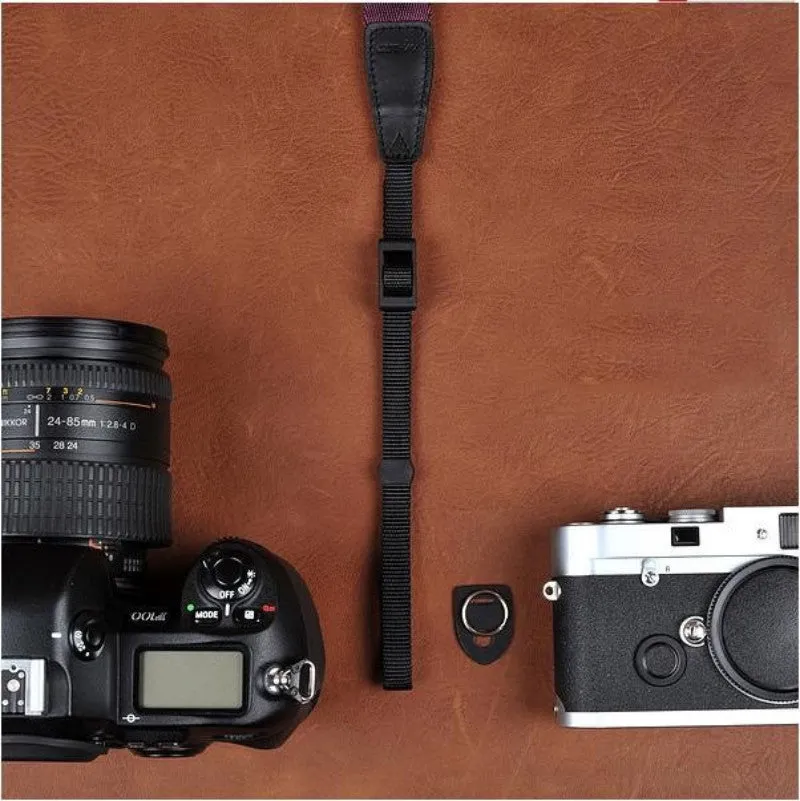 Retro Flower Handmade Leather Camera Strap Black 8461