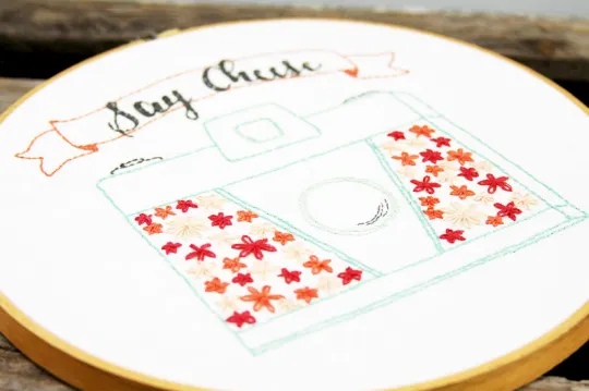 Say Cheese - Retro Floral Camera Embroidery PDF Pattern