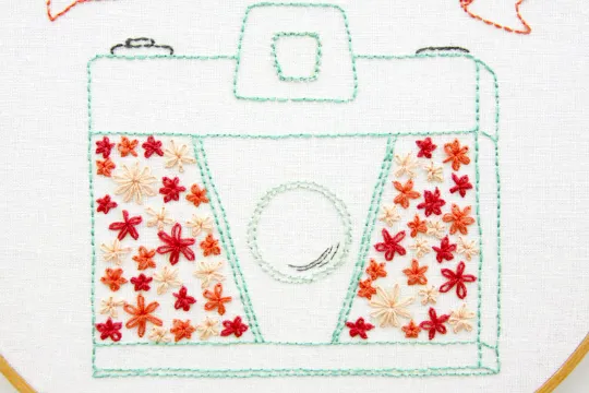 Say Cheese - Retro Floral Camera Embroidery PDF Pattern