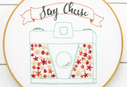 Say Cheese - Retro Floral Camera Embroidery PDF Pattern