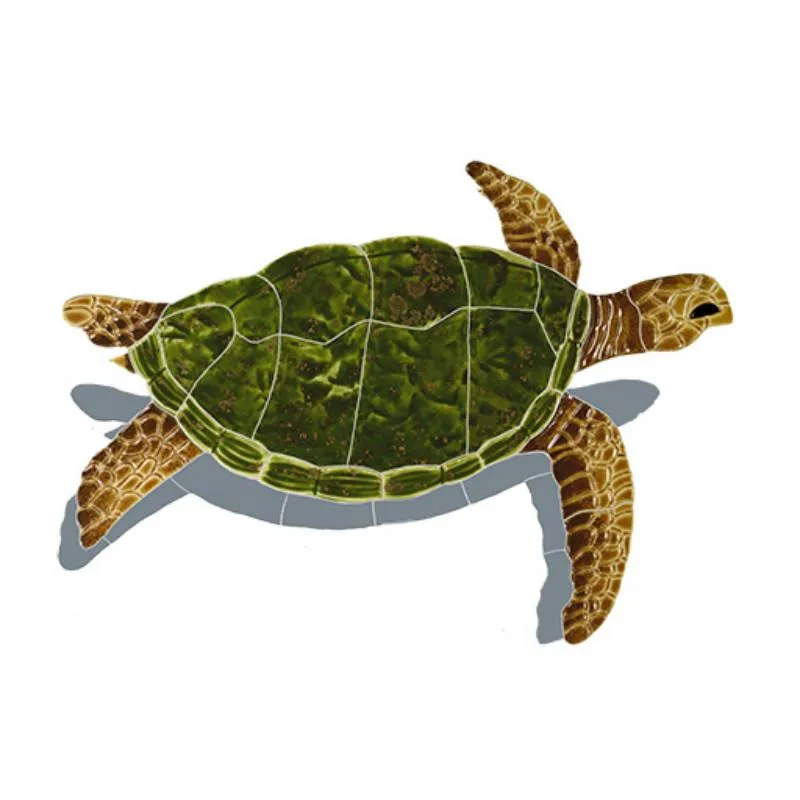 Sea Turtle - Natural w/Shadow - Pool Mosaic